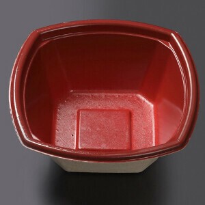 【直送品】 ケーピープラテック パルプモールド丼容器 KMPランチ—8 レッド 50枚/袋（ご注文単位12袋）