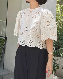 Button Shirt/Blouse Flower Cut Lace Blouse 2024 Spring/Summer