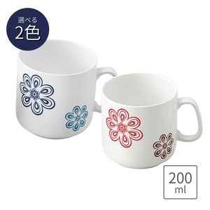 花紋(強化磁器) (青・赤)マグカップ　　200ml 日本製 美濃焼