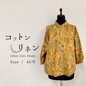 Button Shirt/Blouse Shirtwaist Floral Pattern Cotton Linen Tops Printed Ladies'
