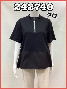 【2024 新作】レディース ミセス トップス カットソー 英字 ファスナー Tシャツ