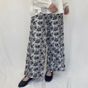 Full-Length Pant Floral Pattern Cotton Linen
