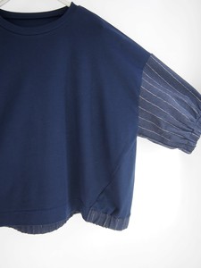 T-shirt Pullover Stripe Cotton Linen Wide 2024 Spring/Summer