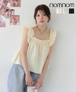 Button Shirt/Blouse Camisole Tops Shirring