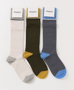 《 mosox 》【3点セット】 ハイソックス 靴下 レディース おしゃれ 綿混 配色