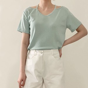 T-shirt Slit Plain Color T-Shirt Tops Short-Sleeve
