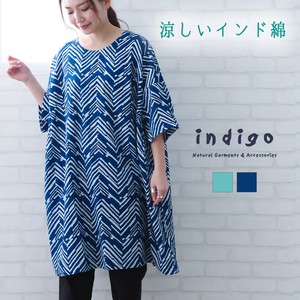 Casual Dress Cotton Indigo One-piece Dress 2024 Spring/Summer