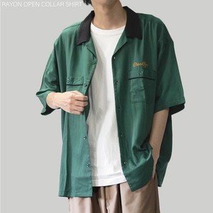 【SPECIAL PRICE】レーヨン ルーズサイズ チェーンステッチ オープンカラー 半袖シャツ