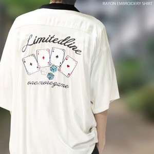 【SPECIAL PRICE】レーヨン ルーズサイズ チェーンステッチ+バック刺繡 オープンカラー 半袖シャツ