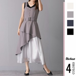 Casual Dress Ruffle Satin Long One-piece Dress Jumper Skirt