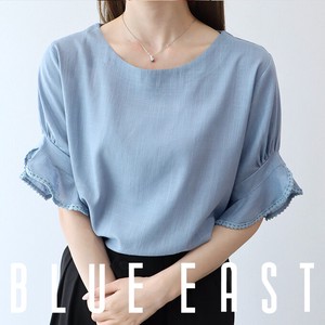 Button Shirt/Blouse Tops Short-Sleeve 2024 NEW