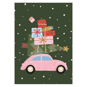 5/29迄NEW【2024クリスマス予約】[Putinki］クリスマスポストカードKaisu Sandberg 車の上のプレゼント