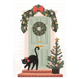 5/29迄NEW【2024クリスマス予約】[Putinki］クリスマスポストカードKaisu Sandberg クリスマスのドアとネコ