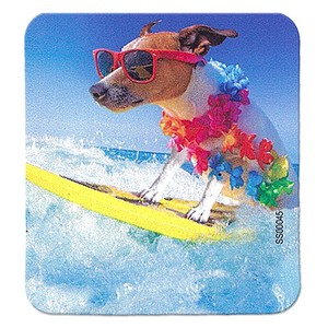 【ステッカー】CUTE DOG WEARING SUNGLASSES AND A LEI ON A SURFBOARD IN THE WATER SJT-ST-SS00045