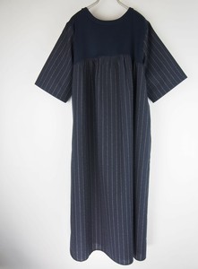 Casual Dress 2Way Stripe Cotton Linen One-piece Dress Switching 2024 Spring/Summer