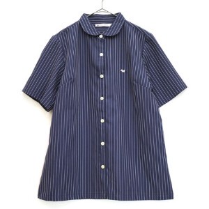 Button Shirt/Blouse Half Sleeve Border Made in Japan