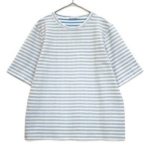 【大きいサイズあり】日本製/立体的な生地感のボーダーTシャツ/半袖　144404