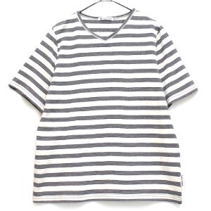 T-shirt V-Neck Casual Border Short-Sleeve Made in Japan