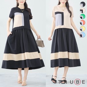 Casual Dress Color Palette Docking L One-piece Dress 【2024NEW】