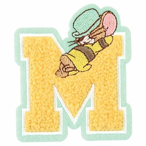 【9月入荷予定】 トムとジェリーモコモコイニシャル刺繍ステッカー　MU／M