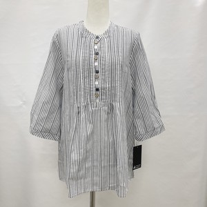 Button Shirt/Blouse Pintucked Pullover Stripe Tops Buttons 2024 Spring/Summer