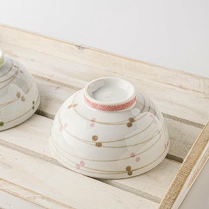 【特価品】12cm軽々茶碗 ピンク線ドット[B品][日本製/美濃焼/和食器]