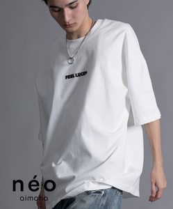 《 aimoha neo 》ヘビーコットンtシャツ FEEL LUCK メンズ 半袖 トップス 春 夏 シンプル ベーシック