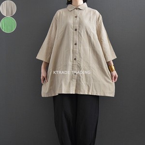 Button Shirt/Blouse Cotton Dobby Spring/Summer Collar Blouse NEW