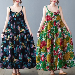 Casual Dress Flower Print Sleeveless One-piece Dress NEW