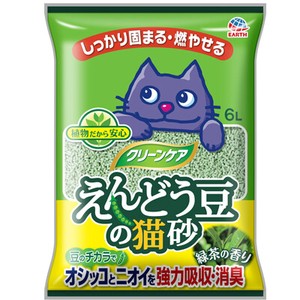 [アース・ペット] クリーンケア　えんどう豆の猫砂　緑茶の香り6L