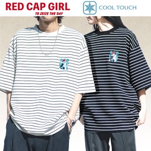 T 恤/上衣 冷感 刺绣 条纹 RED CAP GIRL