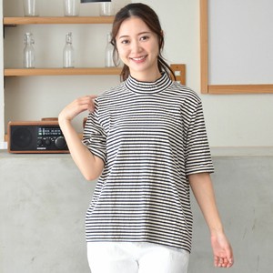 T-shirt High-Neck Border Short-Sleeve Cut-and-sew Made in Japan
