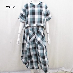 【夏物新商品】綿チェック柄デザインパンツスーツ
