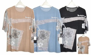T 恤/上衣 针织衫 蝙蝠袖 2024年 花卉图案 5分袖 日本制造