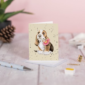 レンデール・デザイン　グリーティングカード　ミニカード　メッセージ　英国製　バセット・ハウンド　犬