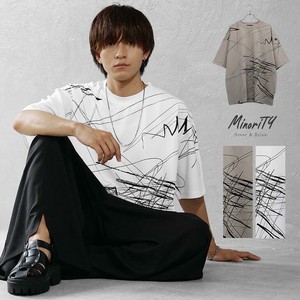 【2024年夏の新作】ライン グラフィティ アートデザイン 半袖 クルーネック Tシャツ／MinoriTY