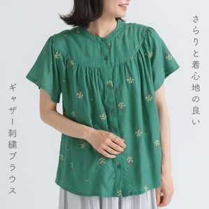 Button Shirt/Blouse Rayon Cotton Switching 【2024NEW】