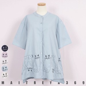 Button Shirt/Blouse Cat Band Collar