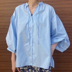 Button Shirt/Blouse Puff Sleeve