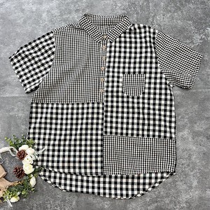 Button Shirt/Blouse Natural Checkered NEW