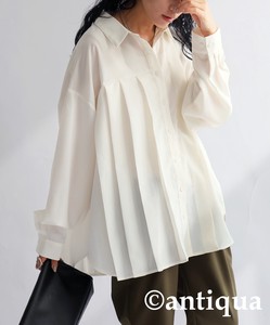 Antiqua Button Shirt/Blouse Plain Color Long Sleeves Tops Ladies' NEW