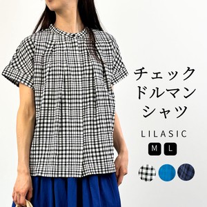 Button Shirt/Blouse Dolman Sleeve Pullover Tops Setup Ladies' Short-Sleeve