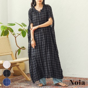 Casual Dress Made in India Rayon Check One-piece Dress 2024 New S/S