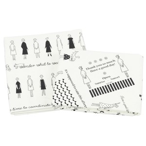 100ネエサン　カットクロス  (50cmx2枚　カード柄・ボーダー柄　【ホワイト】)