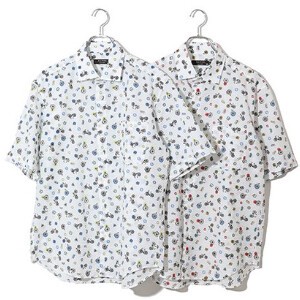 Button Shirt Ripple Casual Printed Made in Japan