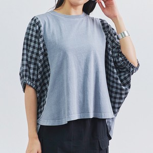 T-shirt Dolman Sleeve Pullover T-Shirt Plaid Spring Switching Vintage 【2024NEW】