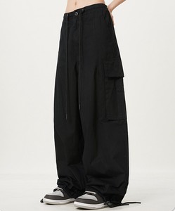 《 aimoha select 》コットンユニセックス裾紐付けカーゴパンツ レディース パンツ ロング ゆったり