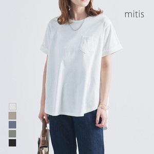 T-shirt Plainstitch Pocket Layered Cotton Compact 【2024NEW】
