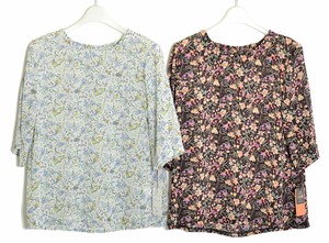 Button Shirt/Blouse Floral Pattern 6/10 length Made in Japan