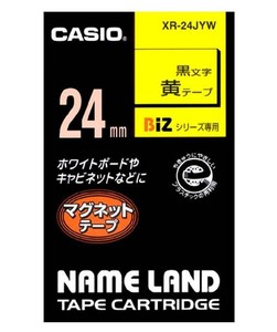 CASIO カシオ マグネットテープ24mm幅 (黄地/黒文字) XR-24JYW